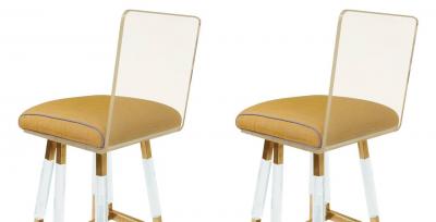 Charles Hollis Jones Set of Four Charles Hollis Jones Barstools from the Metric Collection Signed