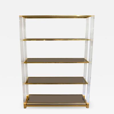 Charles Hollis Jones Shelving System in Lucite Glass and Brass by C Hollis