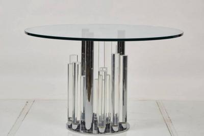 Charles Hollis Jones Skyscraper Dining Center Table in Lucite and Chrome by Charles Hollis Jones
