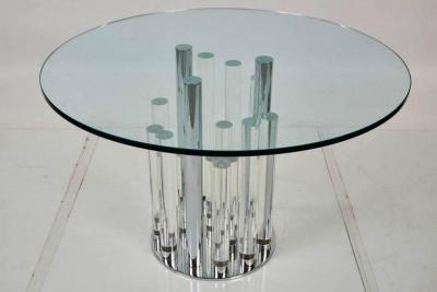 Charles Hollis Jones Skyscraper Dining Center Table in Lucite and Chrome by Charles Hollis Jones