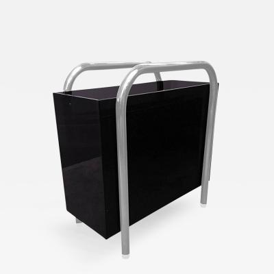 Charles Hollis Jones Stainless Steel and Lucite Magazine Holder by Charles Hollis Jones