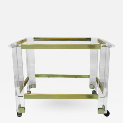 Charles Hollis Jones Stunning Brass and Lucite Bar Cart by Charles Hollis Jones