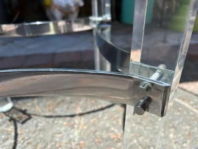 Charles Hollis Jones Stylish Charles Hollis Jones Lucite Chrome Coffee table Mid Century Modern