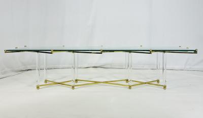 Charles Hollis Jones Treillage Coffee Table in Lucite and Brass by Charles Hollis Jones USA 1968
