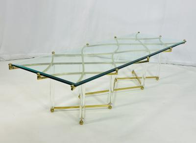 Charles Hollis Jones Treillage Coffee Table in Lucite and Brass by Charles Hollis Jones USA 1968