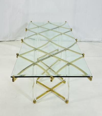 Charles Hollis Jones Treillage Coffee Table in Lucite and Brass by Charles Hollis Jones USA 1968