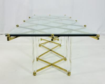 Charles Hollis Jones Treillage Coffee Table in Lucite and Brass by Charles Hollis Jones USA 1968