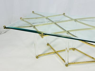 Charles Hollis Jones Treillage Coffee Table in Lucite and Brass by Charles Hollis Jones USA 1968