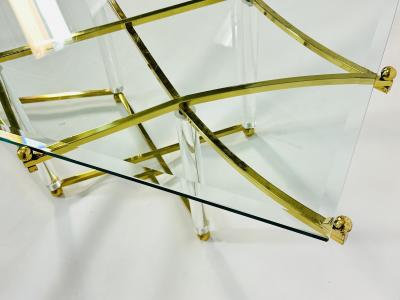 Charles Hollis Jones Treillage Coffee Table in Lucite and Brass by Charles Hollis Jones USA 1968