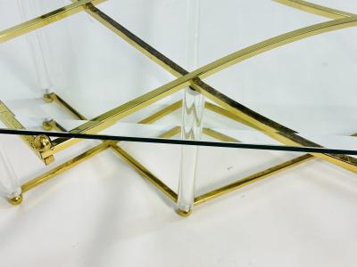 Charles Hollis Jones Treillage Coffee Table in Lucite and Brass by Charles Hollis Jones USA 1968