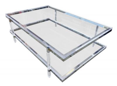 Charles Hollis Jones Two Level Metric Coffee Table in Lucite Nickel by Charles Hollis Jones
