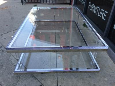 Charles Hollis Jones Two Level Metric Coffee Table in Lucite Nickel by Charles Hollis Jones