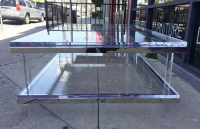 Charles Hollis Jones Two Tier Coffee Table in Lucite and Nickel by Charles Hollis Jones
