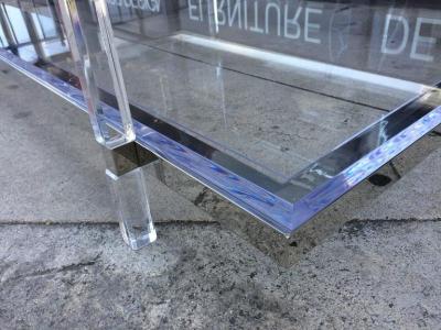 Charles Hollis Jones Two Tier Coffee Table in Lucite and Nickel by Charles Hollis Jones