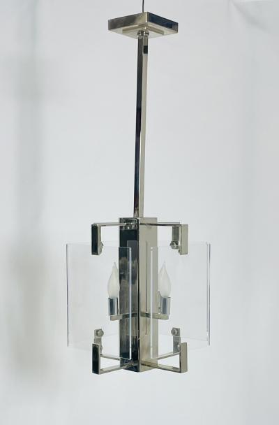 Charles Hollis Jones Vintage Chandelier in Lucite Polished Nickel by Charles Hollis Jones USA 1970