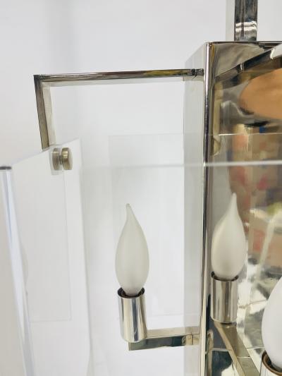 Charles Hollis Jones Vintage Chandelier in Lucite Polished Nickel by Charles Hollis Jones USA 1970