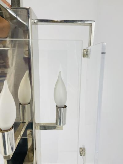 Charles Hollis Jones Vintage Chandelier in Lucite Polished Nickel by Charles Hollis Jones USA 1970