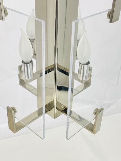 Charles Hollis Jones Vintage Chandelier in Lucite Polished Nickel by Charles Hollis Jones USA 1970