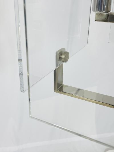 Charles Hollis Jones Vintage Chandelier in Lucite Polished Nickel by Charles Hollis Jones USA 1970