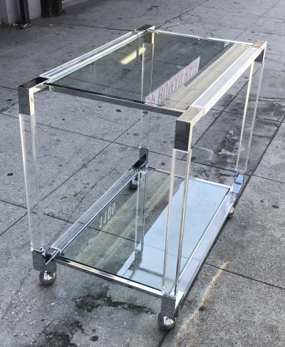 Charles Hollis Jones Vintage Chrome and Lucite Bar Cart by Charles Hollis Jones Metric Collection