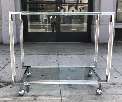 Charles Hollis Jones Vintage Chrome and Lucite Bar Cart by Charles Hollis Jones Metric Collection