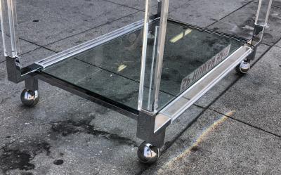 Charles Hollis Jones Vintage Chrome and Lucite Bar Cart by Charles Hollis Jones Metric Collection