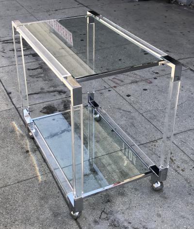 Charles Hollis Jones Vintage Chrome and Lucite Bar Cart by Charles Hollis Jones Metric Collection