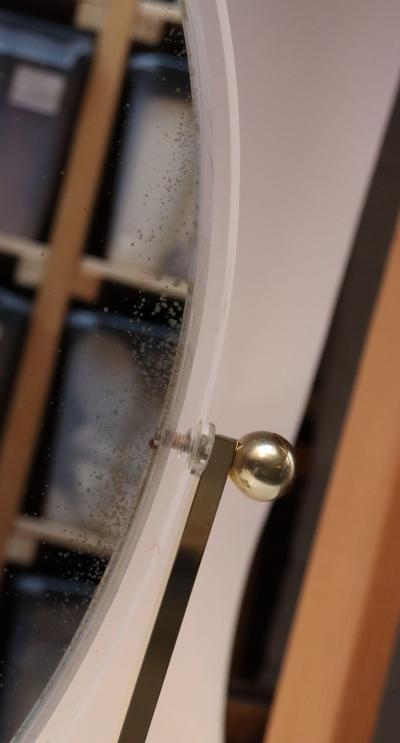 Charles Hollis Jones Vintage Double Sided Vanity Mirror in Brass and Lucite by Charles Hollis Jones