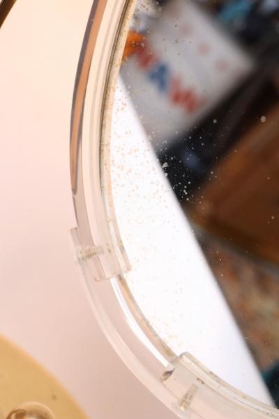 Charles Hollis Jones Vintage Double Sided Vanity Mirror in Brass and Lucite by Charles Hollis Jones