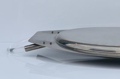 Charles Hollis Jones Vintage Mid Century Modern Lucite Chrome Oval Bar Serving Tray