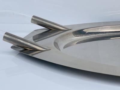 Charles Hollis Jones Vintage Mid Century Modern Lucite Chrome Oval Bar Serving Tray