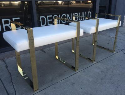 Charles Hollis Jones Vintage Pair of Solid Brass Benches by Charles Hollis Jones Box Collection