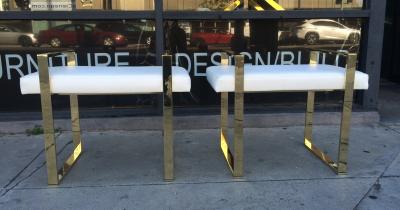 Charles Hollis Jones Vintage Pair of Solid Brass Benches by Charles Hollis Jones Box Collection