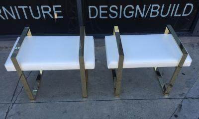 Charles Hollis Jones Vintage Pair of Solid Brass Benches by Charles Hollis Jones Box Collection