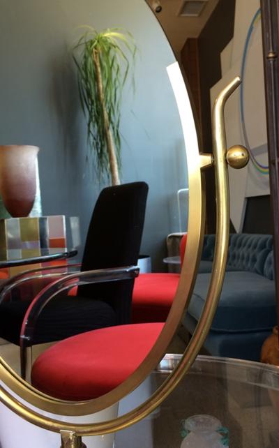 Charles Hollis Jones Wishbone Dressing Mirror in Brass by Charles Hollis Jones Signed