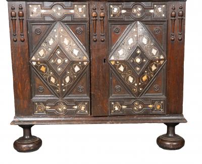 Charles I Oak And Mother Of Pearl Inlaid Cabinet