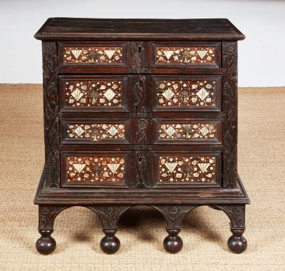 Charles II Inlaid Oak Chest on Frame