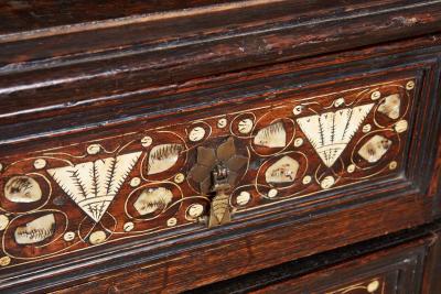 Charles II Inlaid Oak Chest on Frame