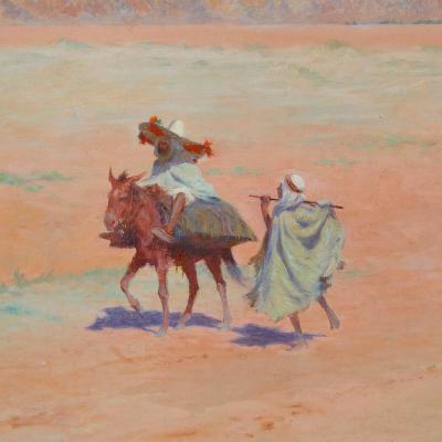 Charles James Theriat Travellers in the Desert A large Orientalist painting by C J Theriat
