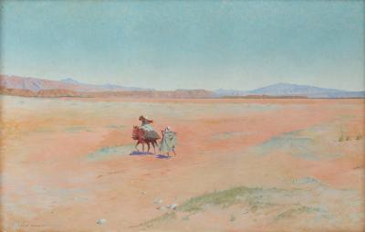 Charles James Theriat Travellers in the Desert A large Orientalist painting by C J Theriat