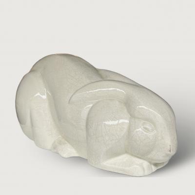 Charles Lemanceau Charles Lemanceau 1905 1980 Art Deco Ceramic reclining Rabbit