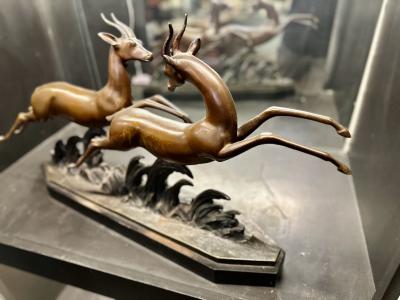 Charles Louis Lucien Muller Lucien Charles E Alliot French Art Deco Bronze The Gazelles 1930