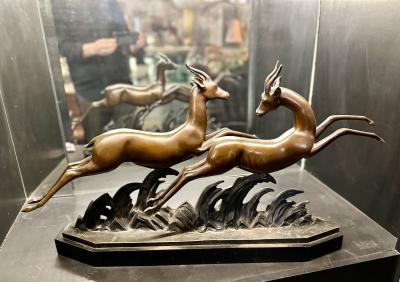 Charles Louis Lucien Muller Lucien Charles E Alliot French Art Deco Bronze The Gazelles 1930