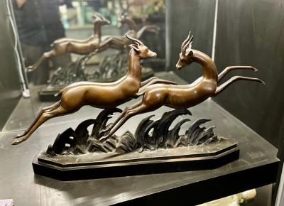 Charles Louis Lucien Muller Lucien Charles E Alliot French Art Deco Bronze The Gazelles 1930