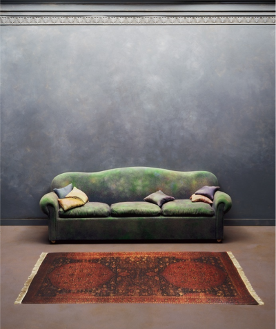 Charles Matton A Green Sofa in a Blue Living Room 1987