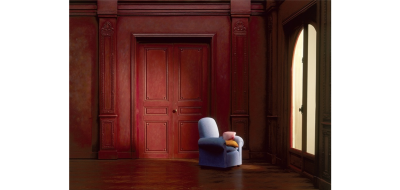 Charles Matton Blue Armchair in a Red Living Room 1987