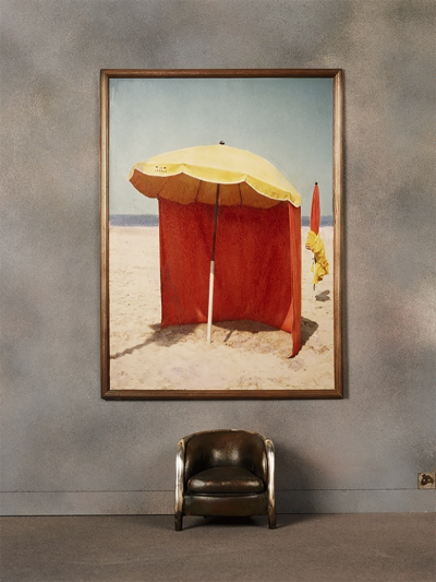 Charles Matton Museum Exhibit a Painting of a Red Beach Tent and an Armchair 1987
