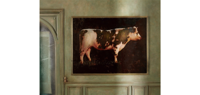 Charles Matton Portrait of a Cow on a Green Wall 1987
