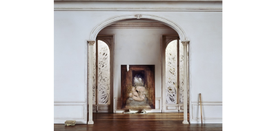 Charles Matton Setting up a tribute to Francis Bacon in the white room 1991