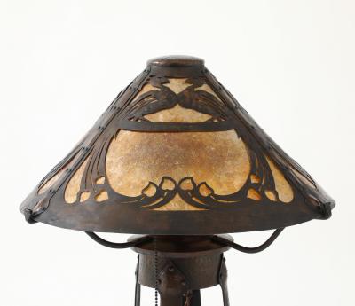 Charles P Limbert Limbert Bros Rare table lamp with peacocks